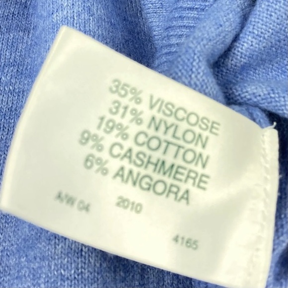 Womens Cashmere Angora Blend Jumper Roll Neck Wool Sweater Blue M Soft Fine Knit - Picture 7 of 8